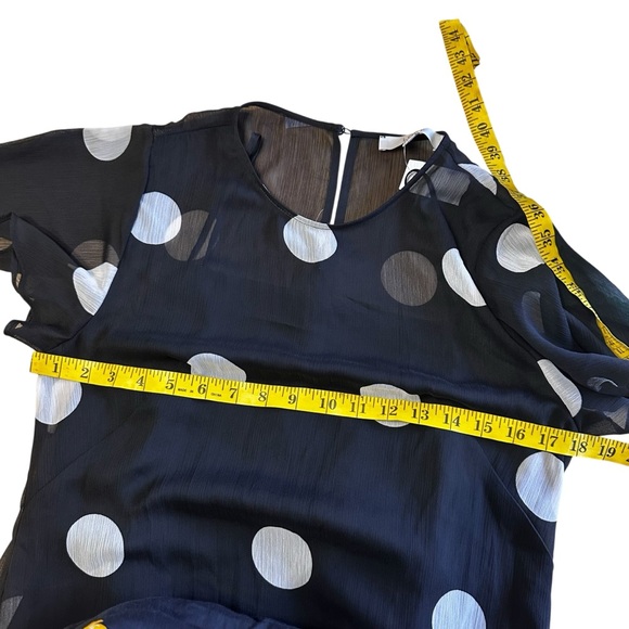 NWT Loft Black White Polka Dot Flounce Maxi Dress Sz 6 Flutter Sleeve - Picture 10 of 12